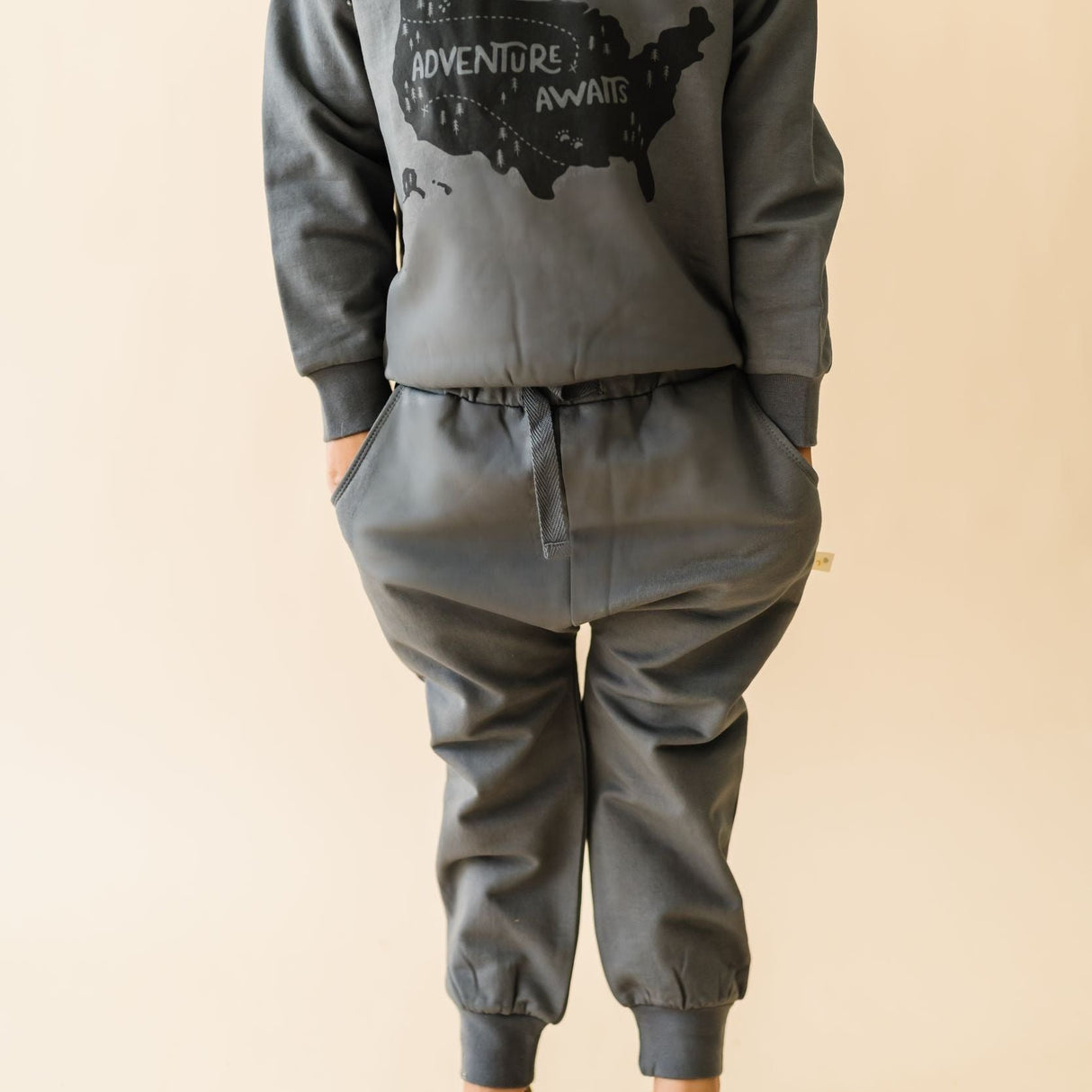 Organic Fleece Jogger Pants - Slate - HoneyBug 