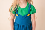 Green Super Bro Dress - HoneyBug 