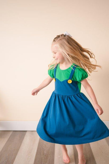 Green Super Bro Dress - HoneyBug 