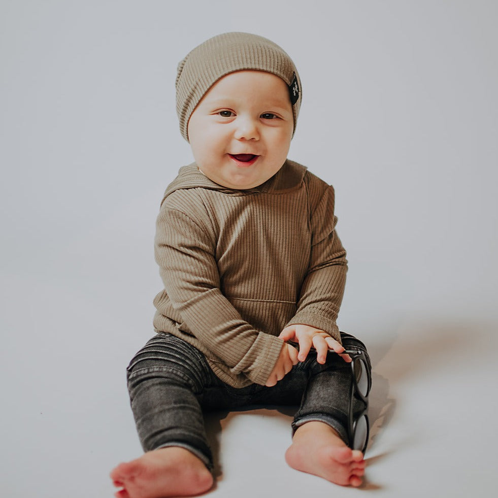 LONG SLEEVE HOODIE- Mocha - HoneyBug 