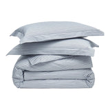 Luxe Premium Percale Duvet Set in Navy French Ticking