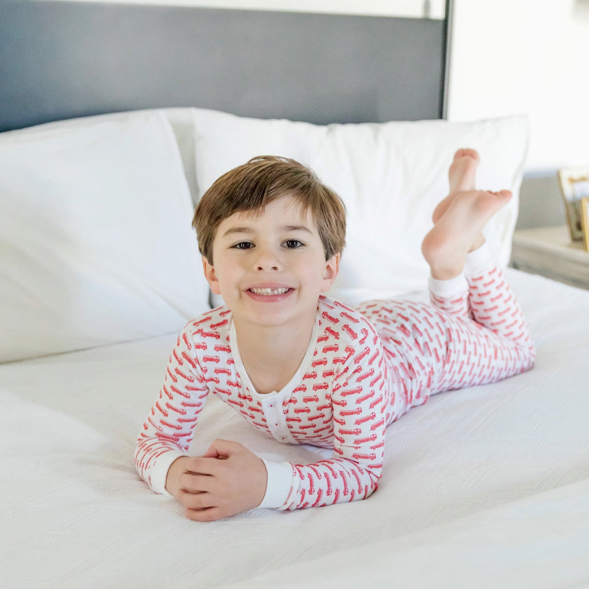 Jack Boys' Pajama Pant Set - Fire Truck Red - HoneyBug 