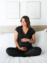 Davy Nursing & Maternity Pajama Set | Black - HoneyBug 