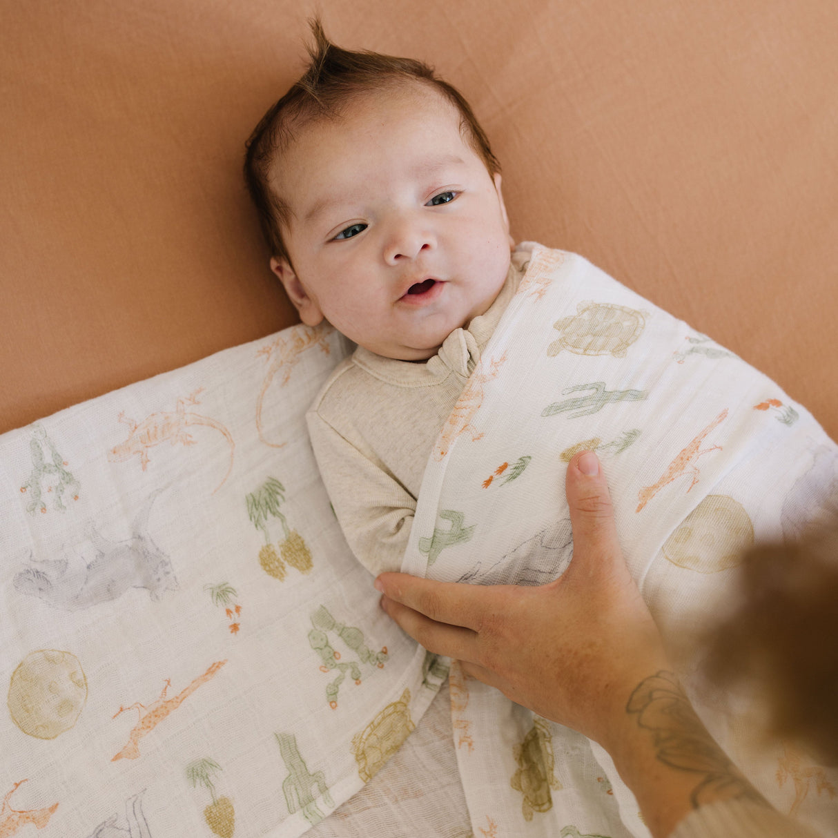 Cotton Muslin Swaddle Blanket - Desert Night - HoneyBug 