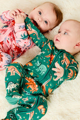Soft & Stretchy Zipper Footie - Dinosaur Jungle - HoneyBug 