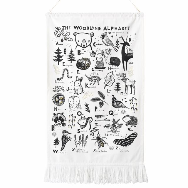 Woodland Alphabet Printed Tapestry - HoneyBug 