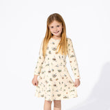 Bunny Workshop French Terry Girls' Daywear Long Sleeve Dress - HoneyBug 