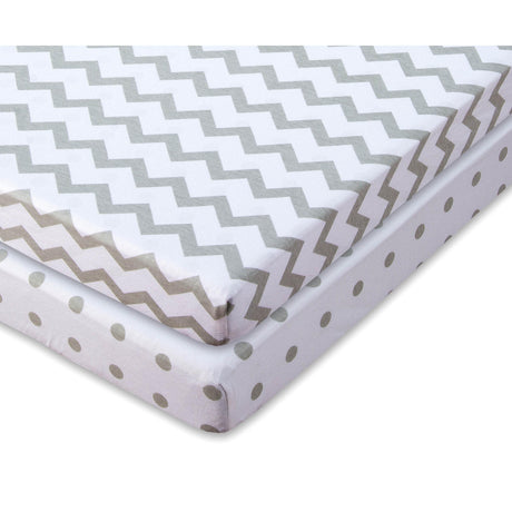 Waterproof Pack N Play I Portable Crib Sheet Set - Grey Chevron - HoneyBug 