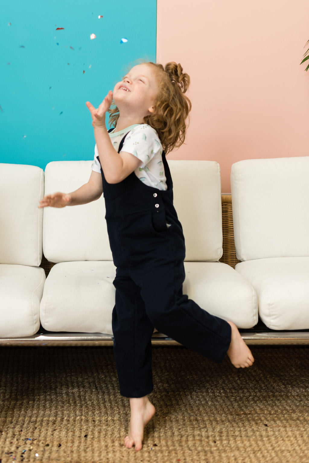 Navy Knit Dungaree - HoneyBug 
