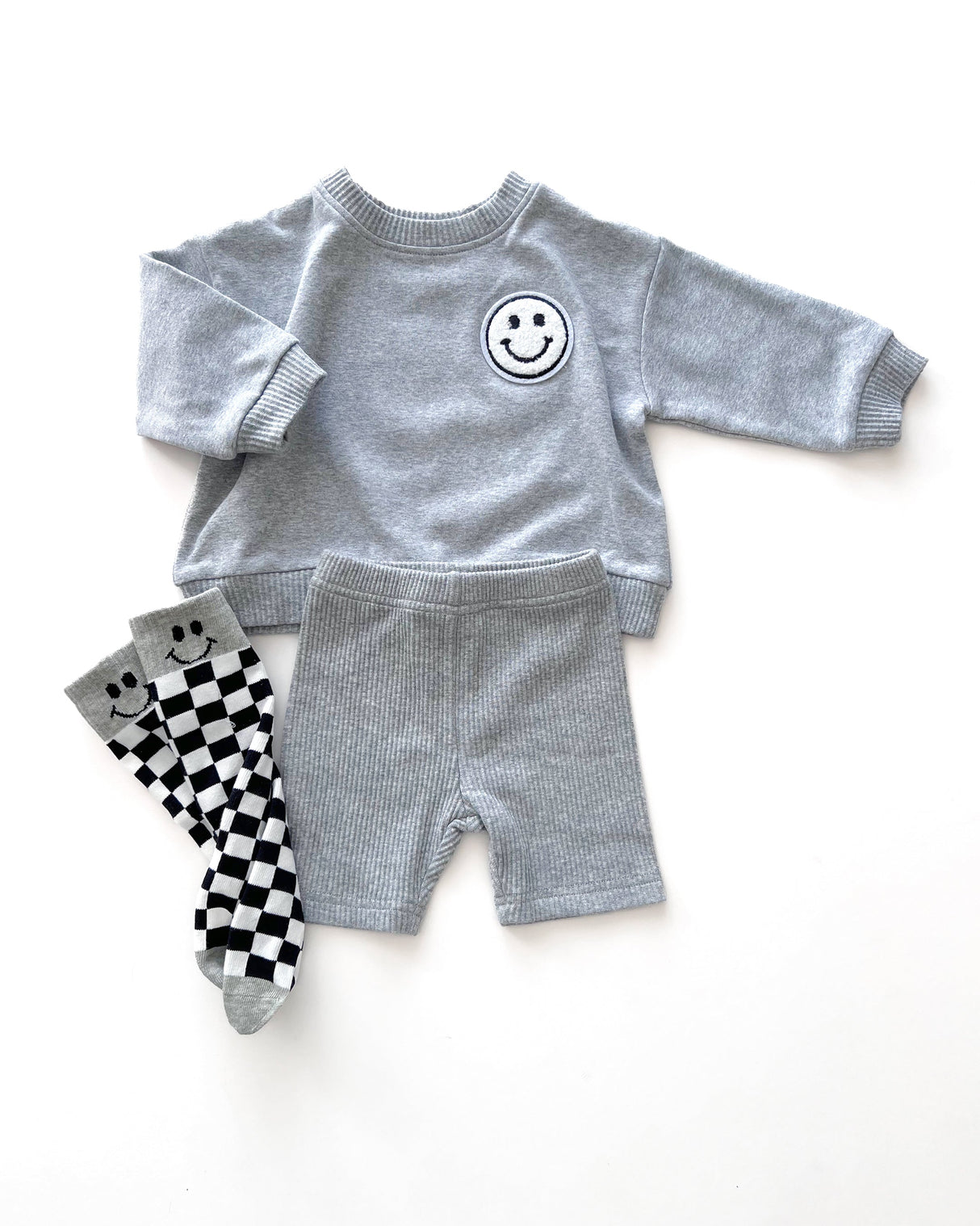 Biker Shorts Set | Gray - HoneyBug 