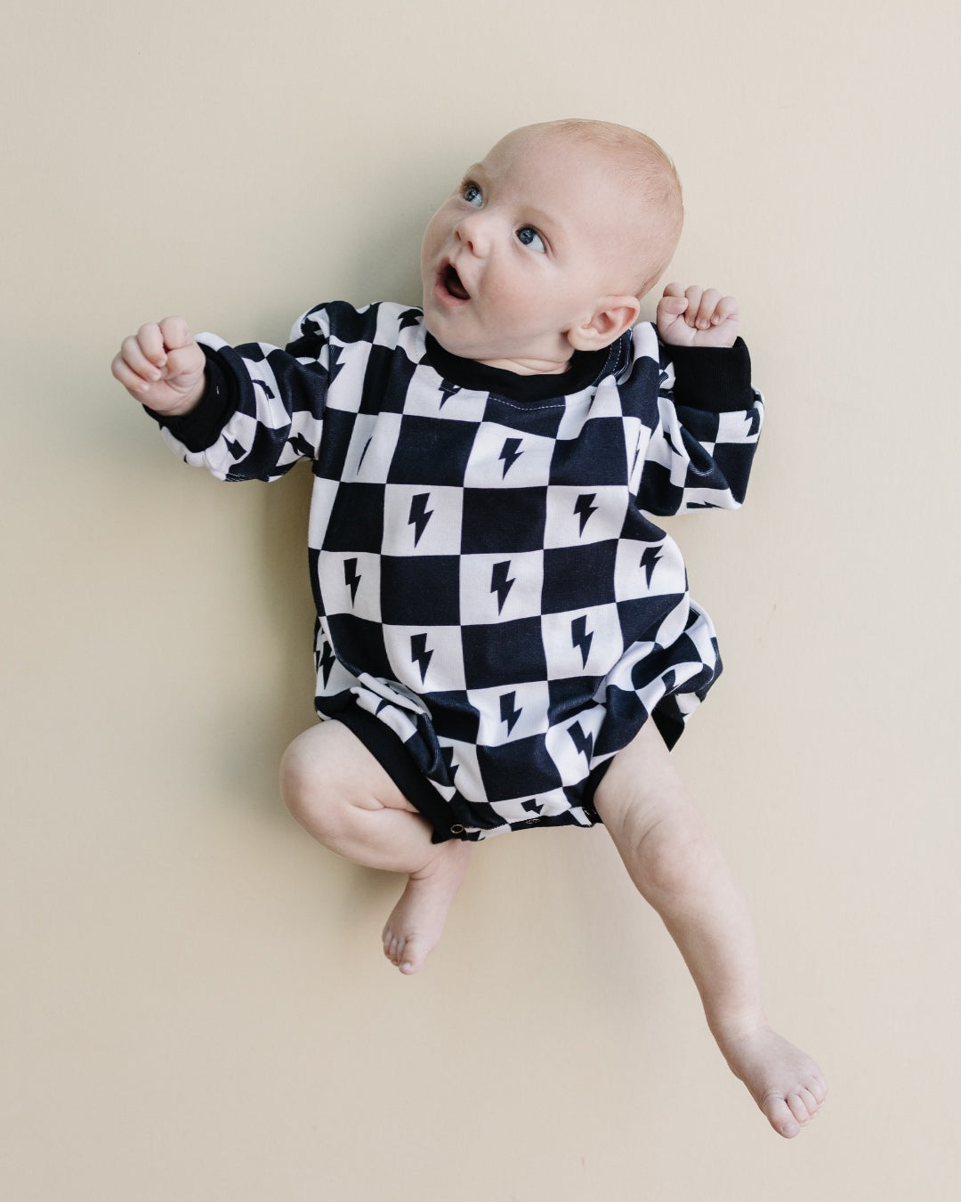 Bubble Romper | Charcoal Bolts - HoneyBug 