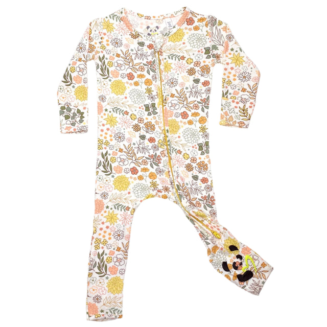 Fall Floral Bamboo Convertible Footie - HoneyBug 