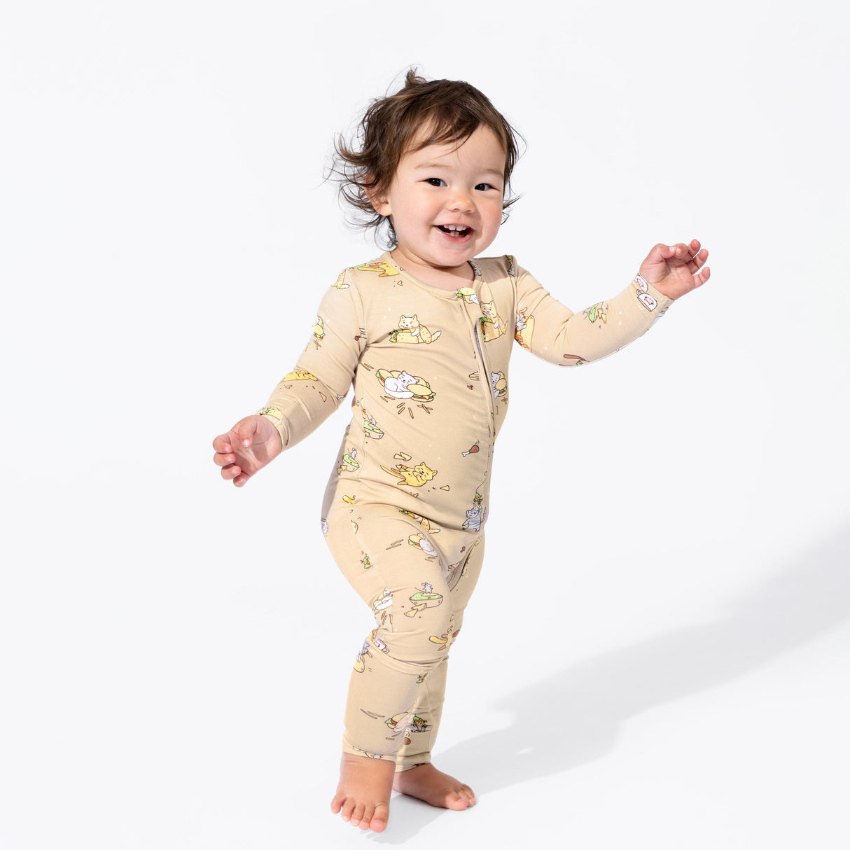 Foodie Cats Bamboo Convertible Footie - HoneyBug 