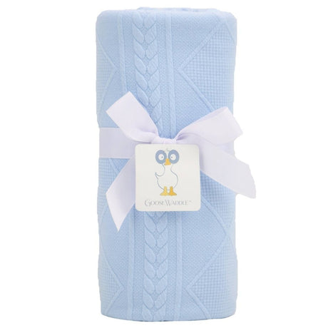 Blue Knit Blanket - HoneyBug 