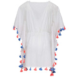 White Sherbet Tassel Cover Up - HoneyBug 