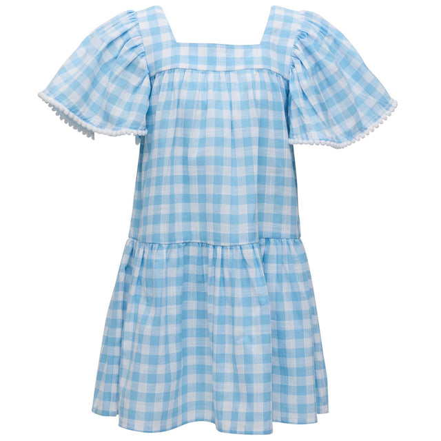 Cornflower Gingham Beach Dress - HoneyBug 