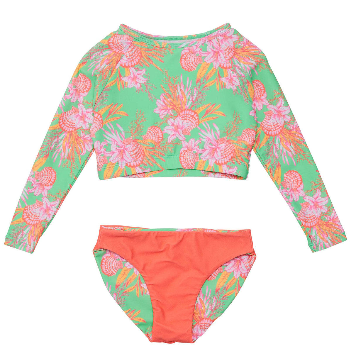 Coastal Shells Sustainable Crop LS Rash Top Set - HoneyBug 