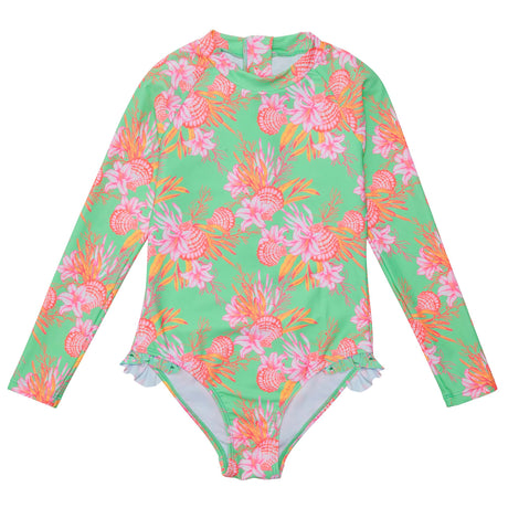 Coastal Shells Sustainable Leg Frill Surf Suit - HoneyBug 