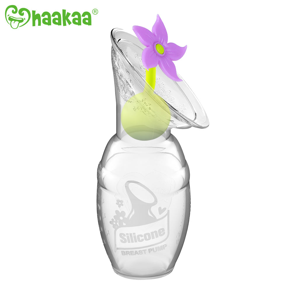 Haakaa Gen 1 Silicone Breast Pump 4 oz and Silicone Flower Stopper Set - HoneyBug 