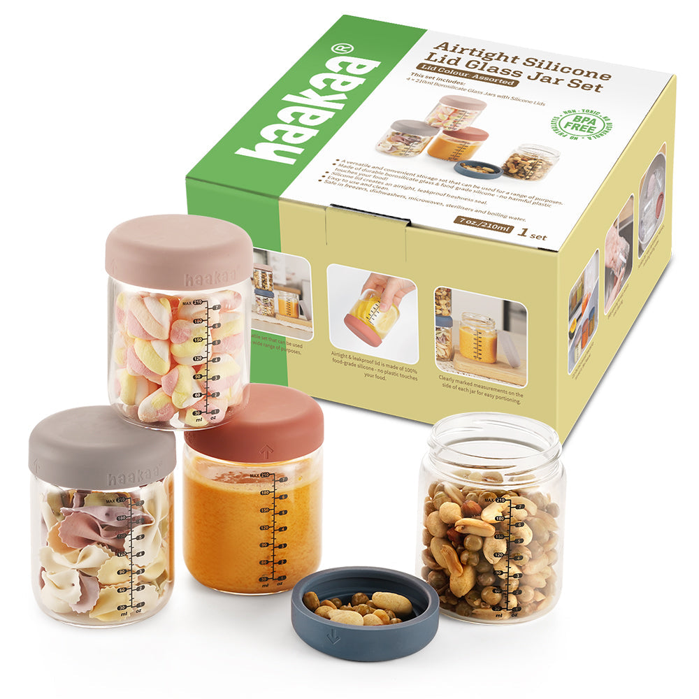 Haakaa Sealed Glass Storage Jar Set - HoneyBug 