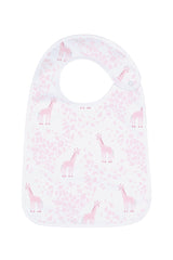 Pink Giraffe Print Feeding Bib - HoneyBug 
