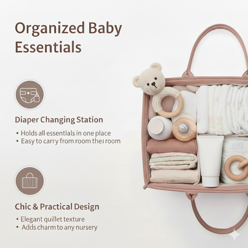 Quilted Diaper Caddy Organizer
