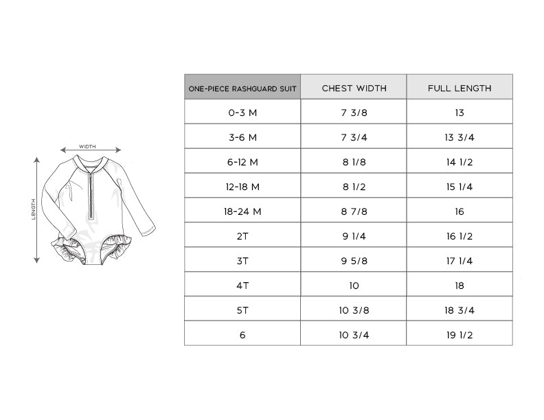 Girl's One-Piece Ruffle Rash Guard Swimsuit - HoneyBug 