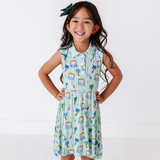 It's Fore O'Clock Somewhere Girls Collared Dress - HoneyBug 