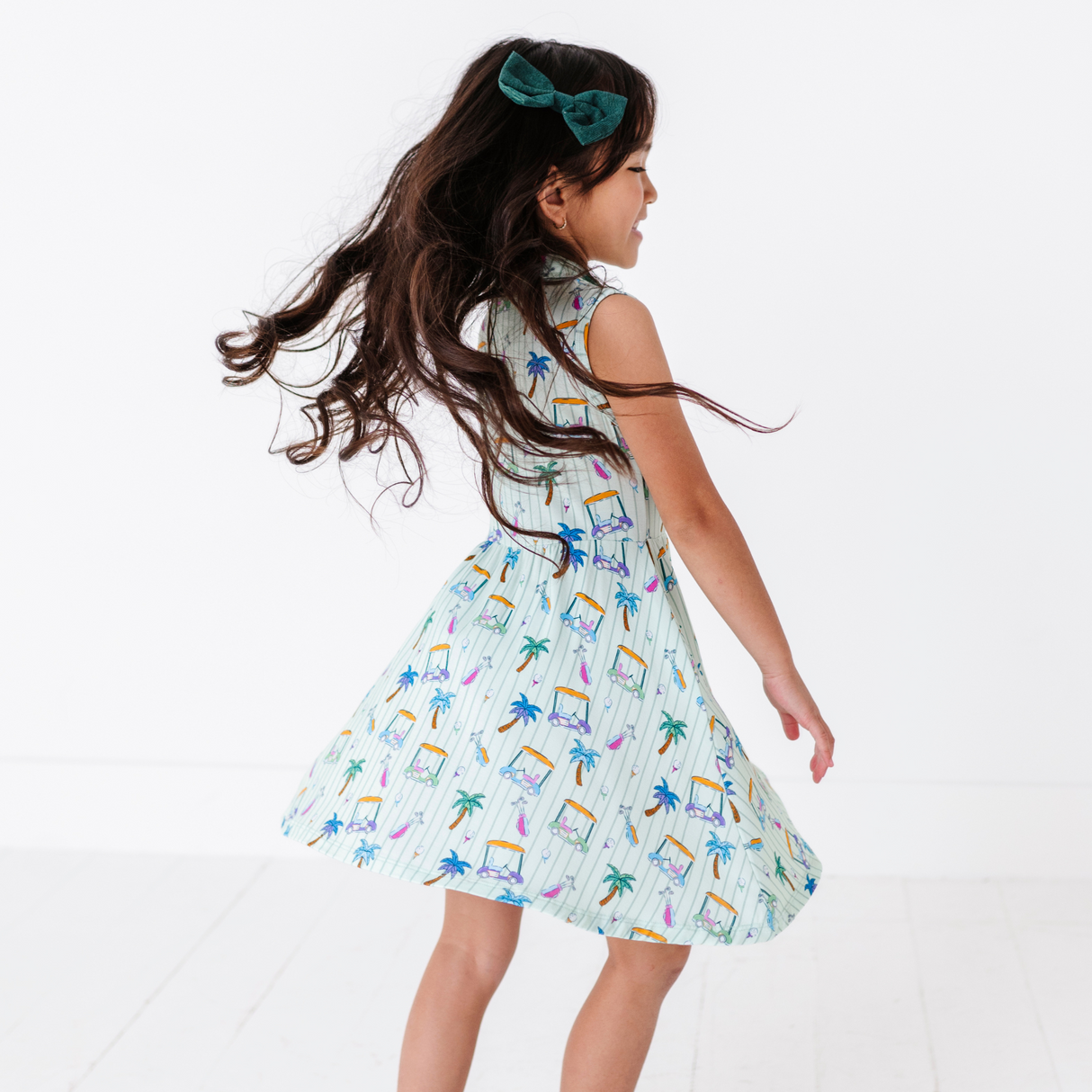 It's Fore O'Clock Somewhere Girls Collared Dress - HoneyBug 