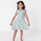 It's Fore O'Clock Somewhere Girls Collared Dress - HoneyBug 