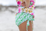 Olivia Green Pink Floral Rash Guard Swimsuit - HoneyBug 