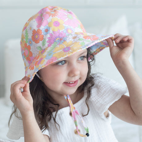 Baby & Kids Sun Hat - Retro Floral - HoneyBug 