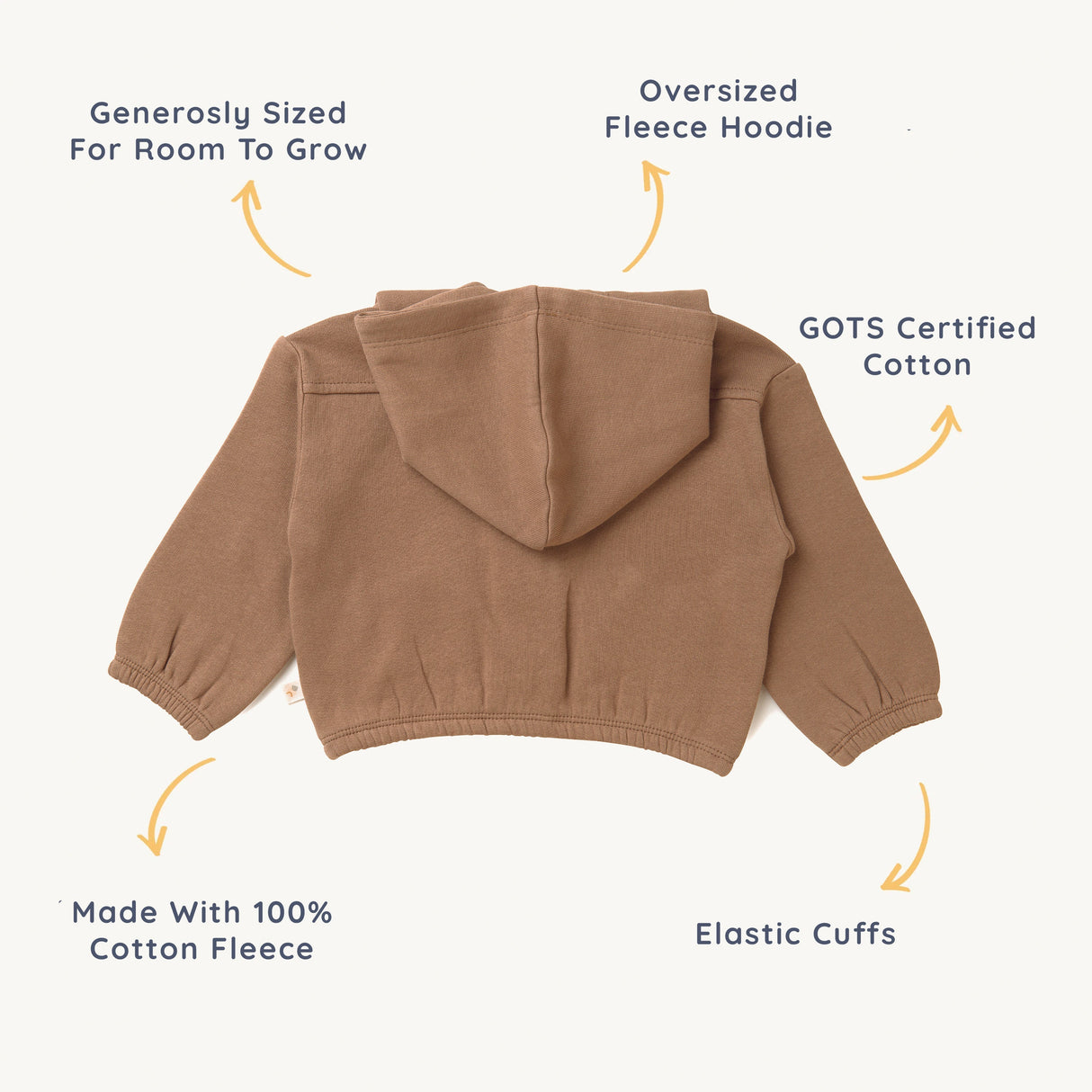 Organic Baby Toddler Hooded Jacket - Cocoa - HoneyBug 