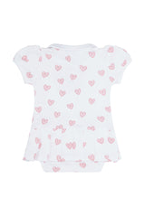 Pink Heart Print Onesie Dress - HoneyBug 