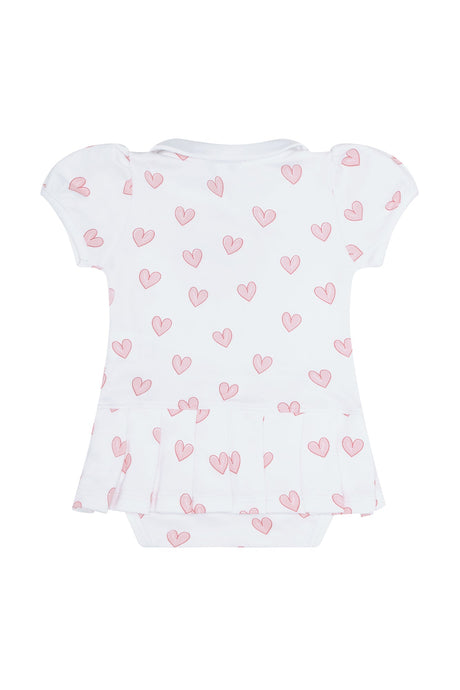 Pink Heart Print Onesie Dress - HoneyBug 