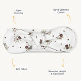 Organic Headwrap - Plum Ditsy - HoneyBug 