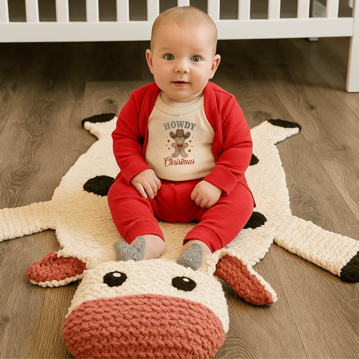 long sleeve graphic bodysuit | howdy gingerbread christmas - HoneyBug 