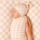 Beige & White Checkered Stretch Swaddle