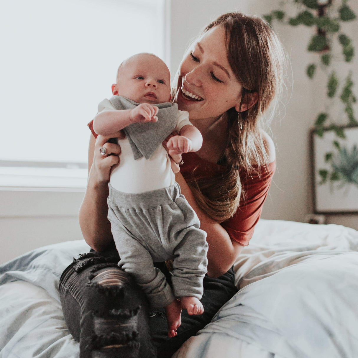 2 pc. pants set | ivory & heather grey - HoneyBug 