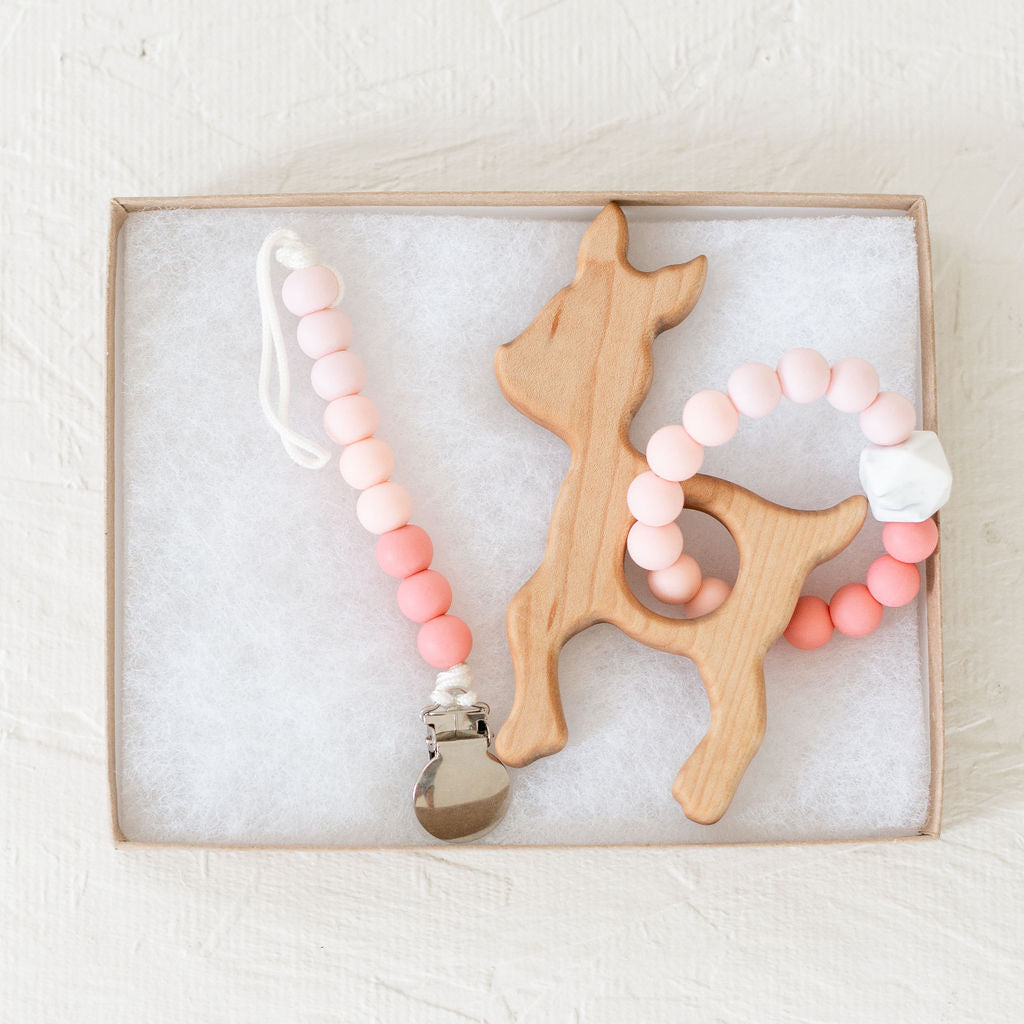 Wooden Teether with Silicone Ring