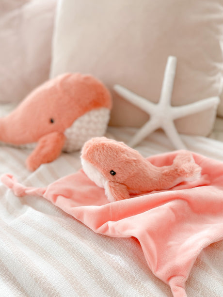 Coral Whale Knotted Security Blankie - HoneyBug 
