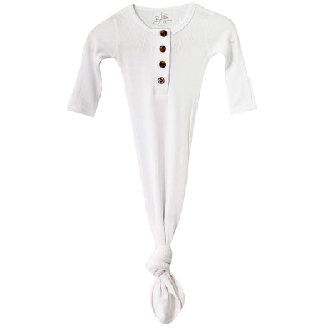 Knotted Baby Gown - Waffle White - HoneyBug 