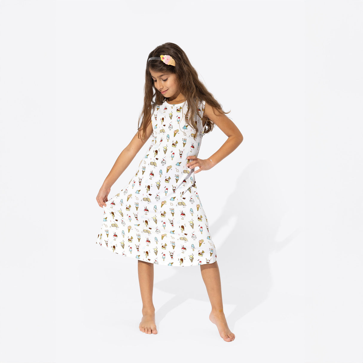 Ice Cream Bamboo Girls' Sleeveless Dress - HoneyBug 