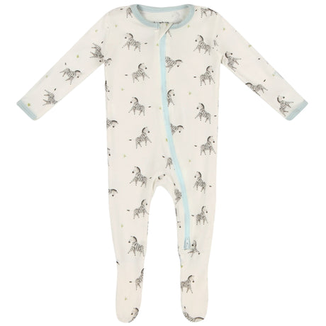 Zebra Zippered Footie - HoneyBug 