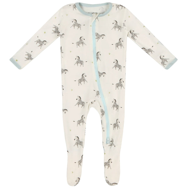 Zebra Zippered Footie - HoneyBug 