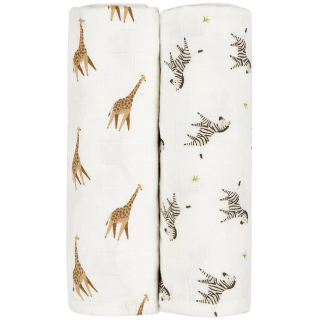 Giraffe & Zebra Swaddle Set - HoneyBug 