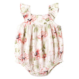 Blush Bouquet Baby Girl Floral Cotton Linen Sunsuit