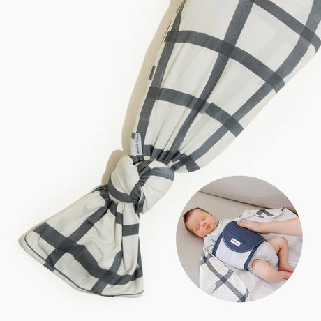 Indigo Windowpane Swaddle II - HoneyBug 
