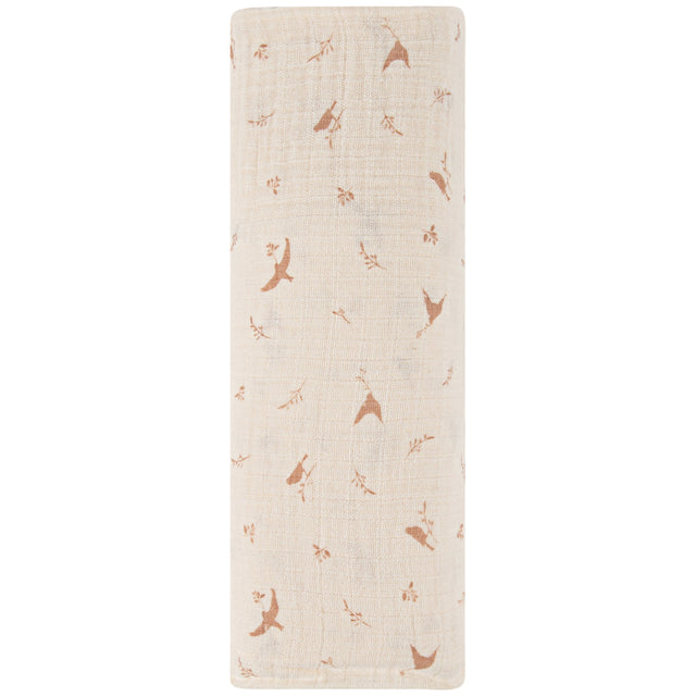 Cotton Muslin Swaddle Blanket - Pink Bird - HoneyBug 