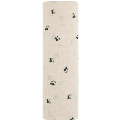 Cotton Muslin Swaddle Blanket - Blue Cherry - HoneyBug 